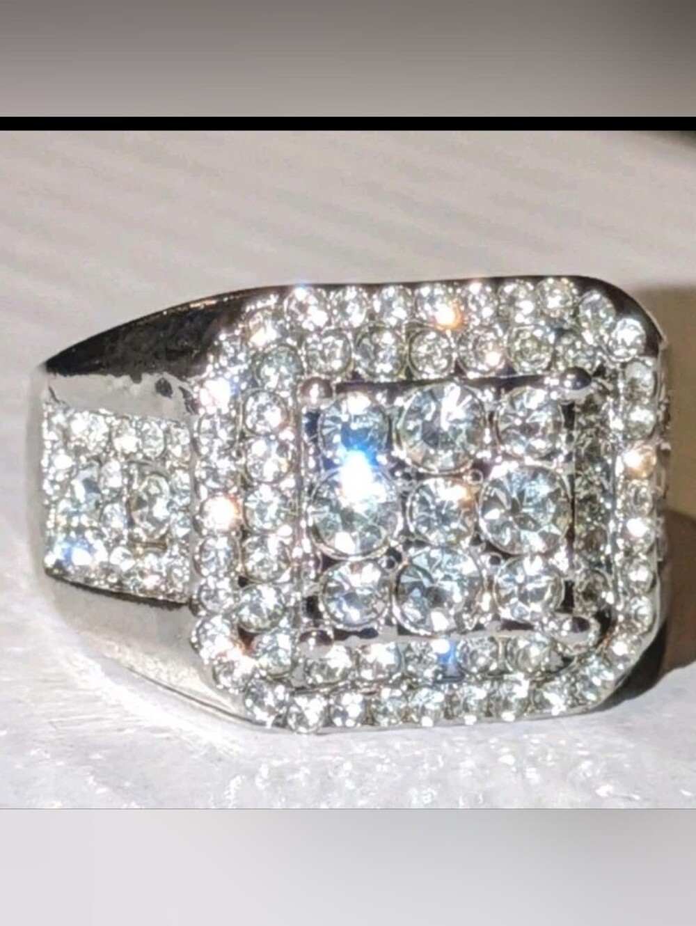 4Ct Round Cut Simulated Diamond Ice Stylish Men Ring 18K White Gold Plated